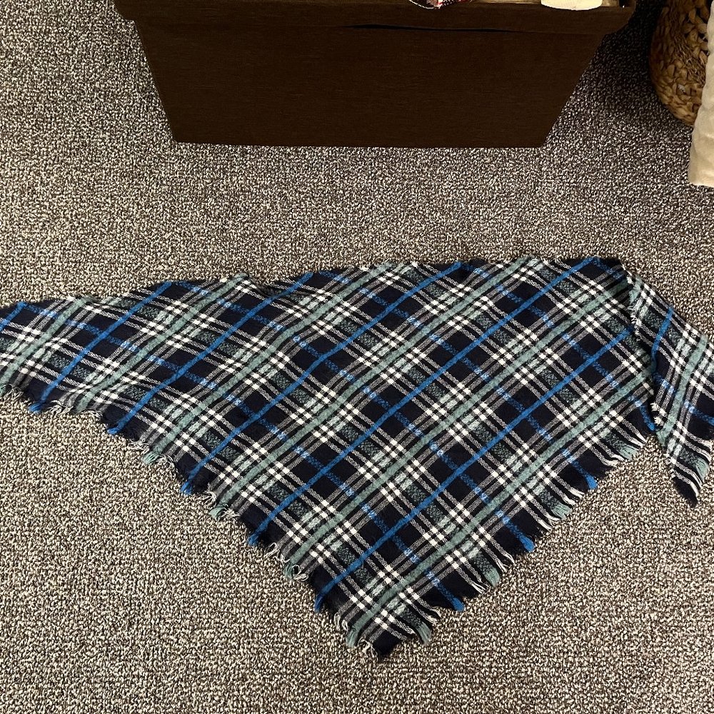 Womens Blue Plaid Scarf